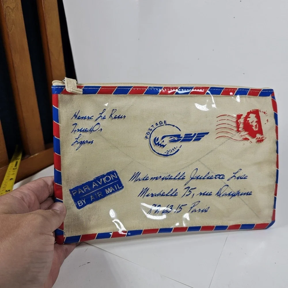 Par Avion Paris Envelope Cosmetic Make Up Bag NEW 9